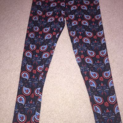 NEW NWOT LuLaRoe sky blue red gray black navy paisley Leggings TC Tall Curvy